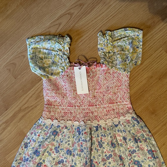 LoveShackFancy Multicolor Floral Dress with Lace Trim LoveShackFancy Multicolor Floral Dress with Lace Trim